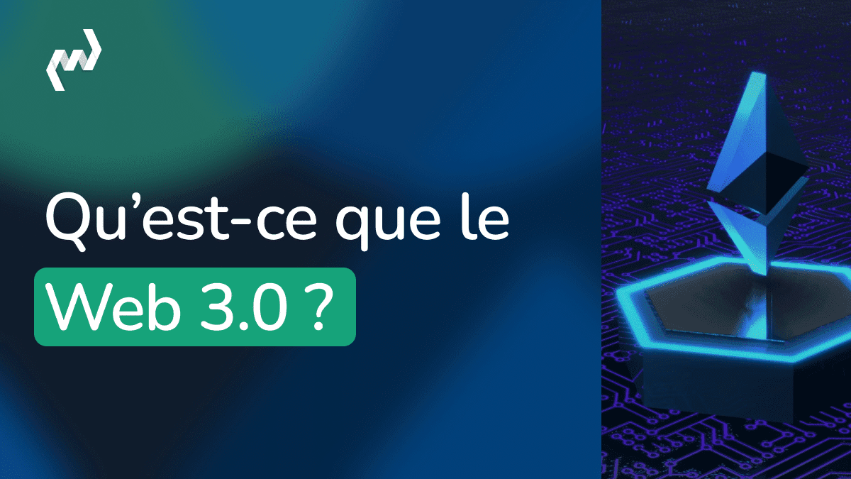 Illustration Web 3.0 avec logo Ethereum lumineux sur circuit imprimé, symbolisant la blockchain et les technologies décentralisées.
