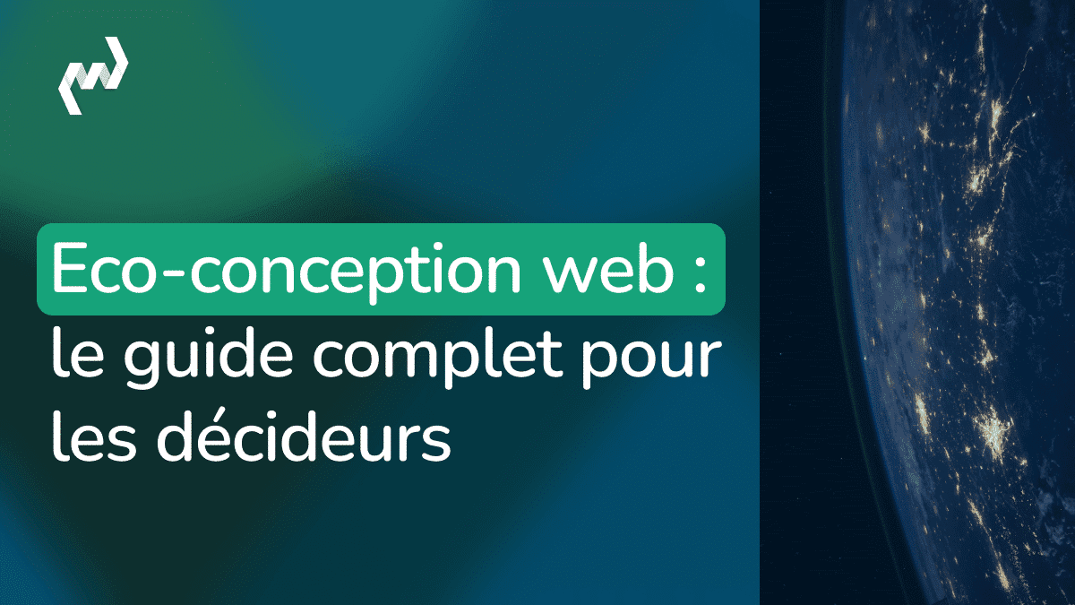 Bannière éco-conception web guide complet décideurs avec vue Terre depuis l'espace et logo entreprise